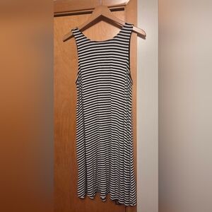 Old Navy Black and White Striped Midi Dress